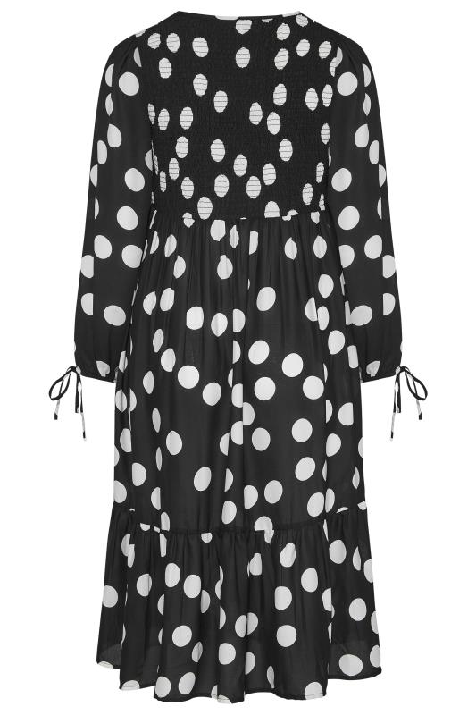 LIMITED COLLECTION Curve Black Spot Print Shirred Dress_BK.jpg