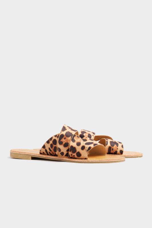 Tall  Yours Leopard Print Twist Strap Mules In Wide Fit