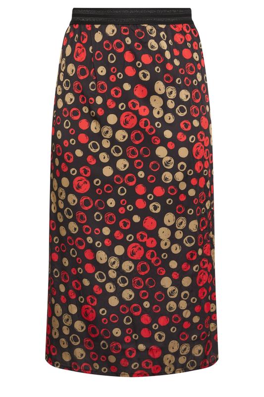  Tallas Grandes Manon Baptiste Red & Black Circle Print Midi Skirt