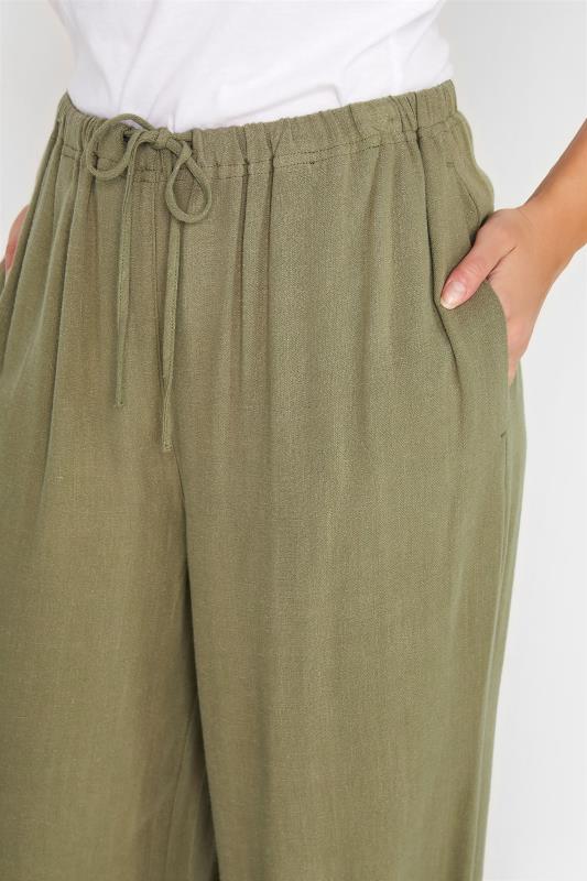 LTS Tall Khaki Green Linen Blend Wide Leg Trousers_C.jpg