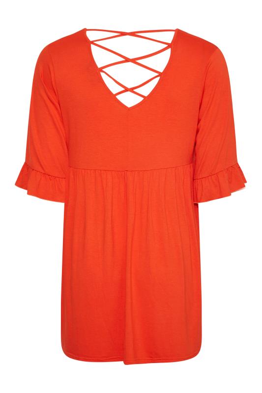 LIMITED COLLECTION Curve Deep Orange Cross Back Frill Top 7