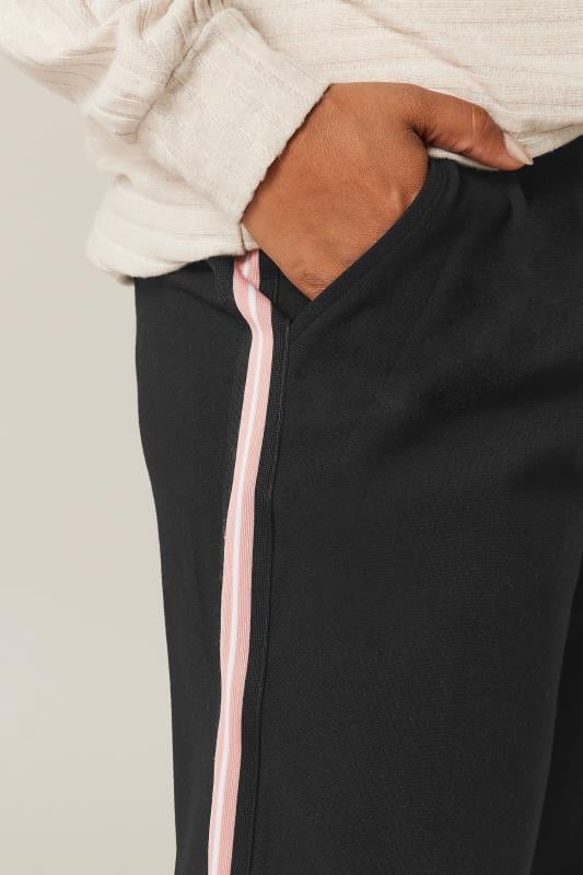 EVANS Curve Black & Pink Side Stripe Wide Leg Trousers | Evans 5