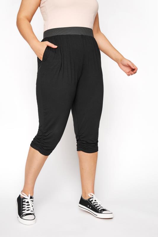 Curve Black Basic Cropped Jersey Joggers 2