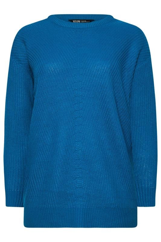 YOURS Plus Size Cobalt Blue Essential Long Sleeve Knitted Jumper | Yours Clothing 5