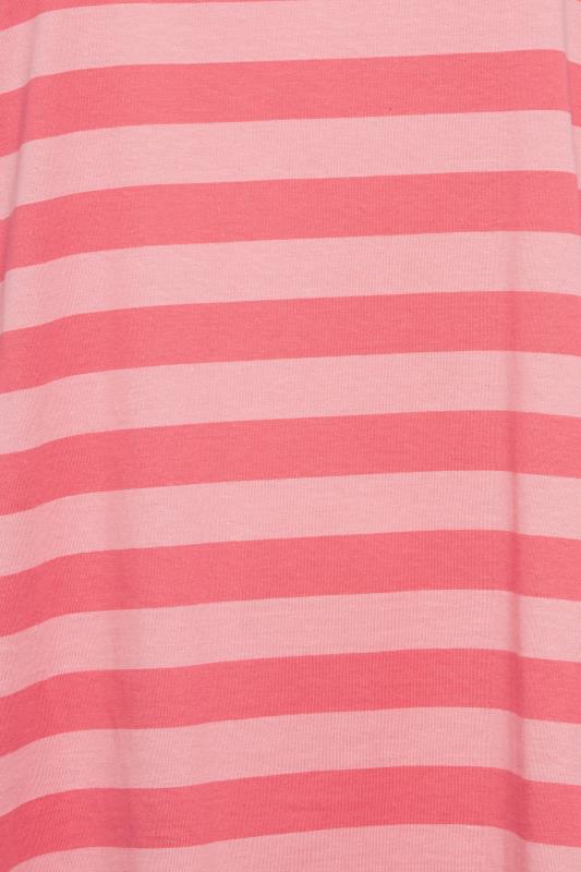 YOURS Curve Plus Size Pink & Red Stripe Oversized Boxy T-Shirt | Yours Clothing  5