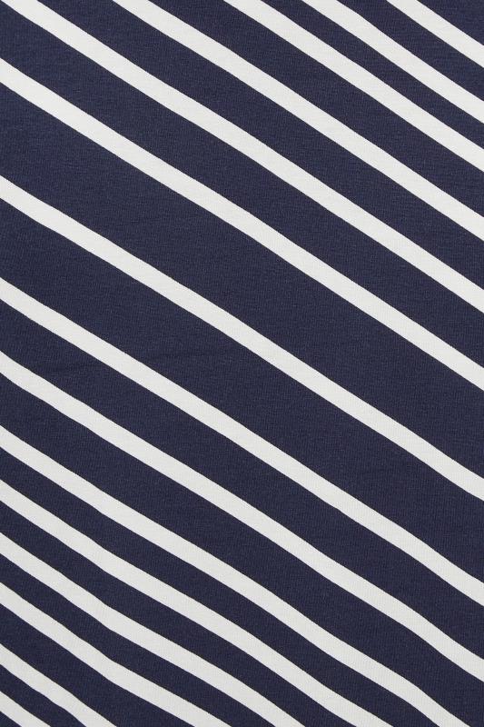 YOURS Curve Plus Size Navy Blue Stripe Asymmetric Skirt | Yours Clothing  3