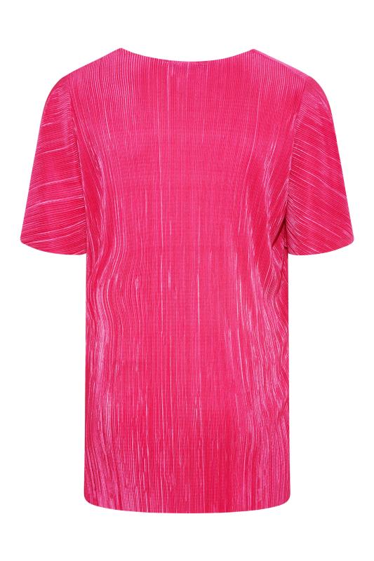 LIMITED COLLECTION Curve Hot Pink Plisse T-Shirt_Y.jpg