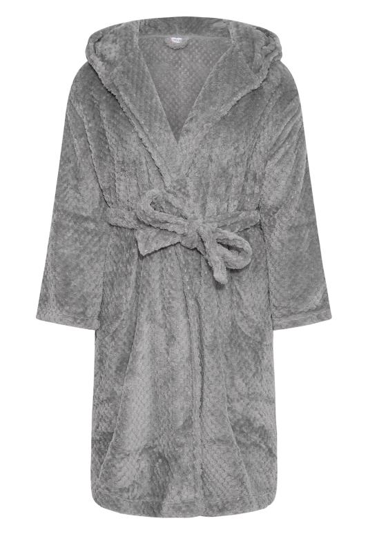 Plus Size Grey Waffle Fleece Hooded Dressing Gown | Yours Clothing 6