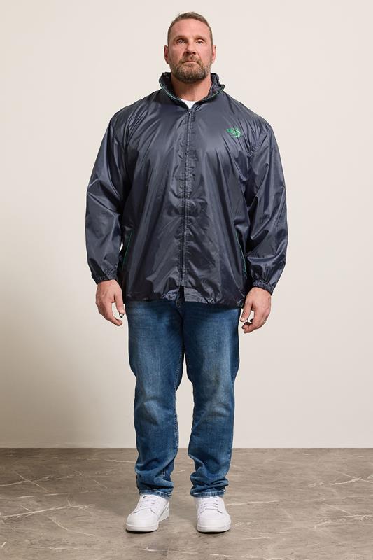 D555 Big & Tall Navy Blue Packaway Rain Jacket | BadRhino 1