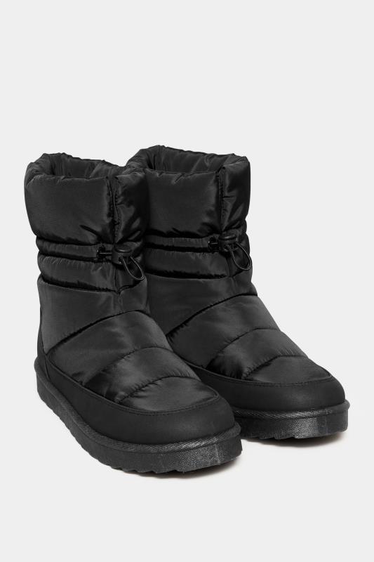 Black Padded Snow Boots In Wide E Fit & Extra Wide EEE Fit | Yours Clothing 2