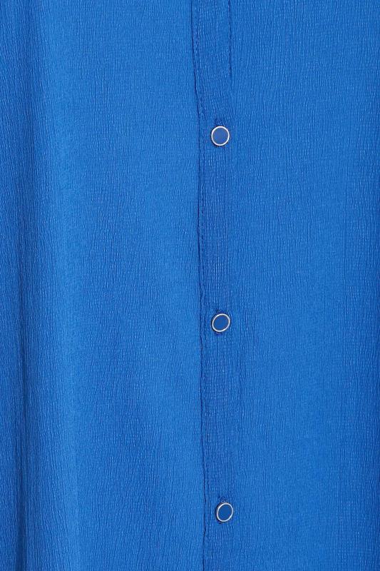 Plus Size Cobalt Blue Crinkle Button Through Shirt | Yours Clothing  5