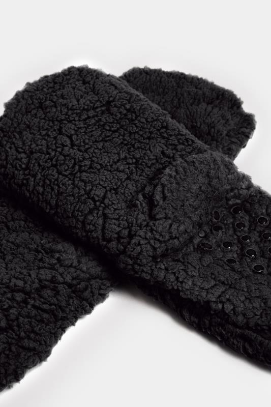 Black Fluffy Slipper Socks | Yours Clothing  5