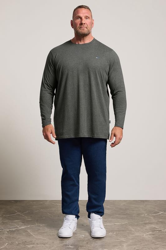 BadRhino Big & Tall Charcoal Grey Extra Long Long Sleeve T-Shirt | BadRhino 1