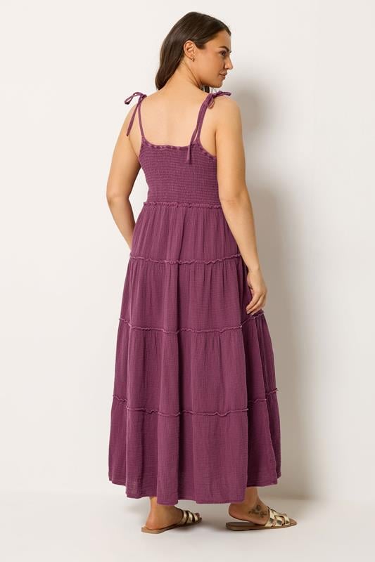 YOURS Plus Size Dark Pink Cheesecloth Tiered Dress | Yours Clothing 2