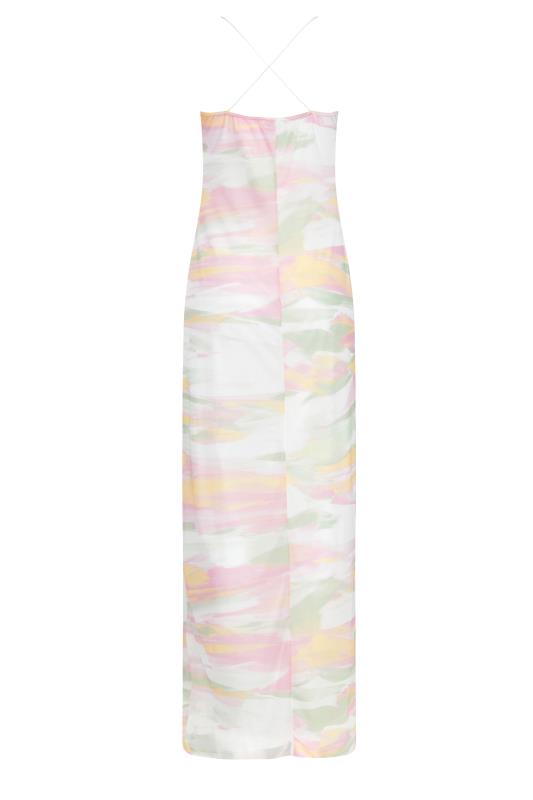 LTS Tall Women's White Pastel Watercolour Print Mesh Maxi Dress | Long Tall Sally 7