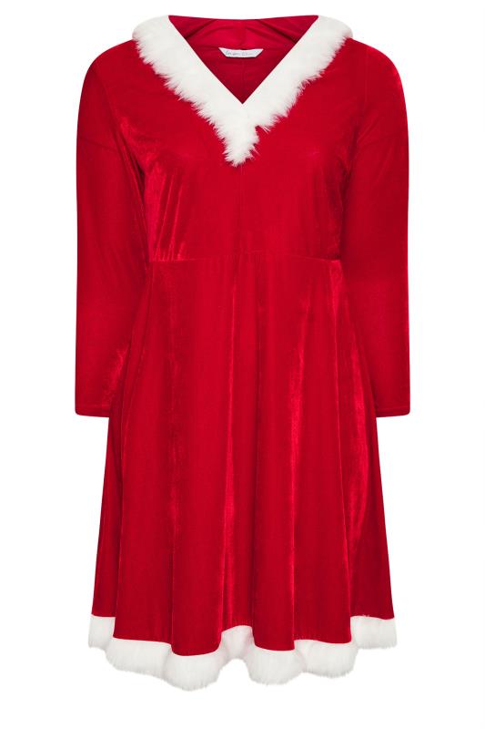 YOURS LONDON Plus Size Red Velvet Santa Dress | Yours Clothing 5