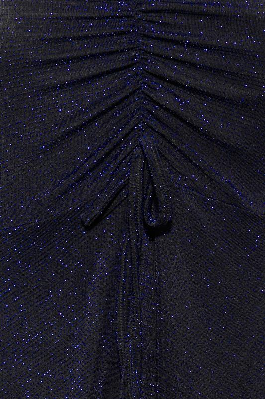 LIMITED COLLECTION Plus Size Black & Blue Glitter Cold Shoulder Top | Yours Clothing 5