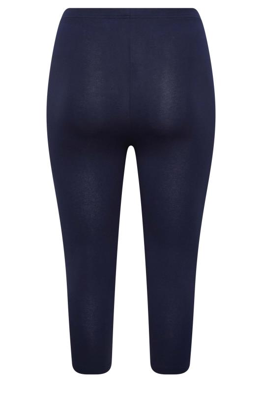 YOURS 2 PACK Plus Size Navy Blue Swirl Print Cropped Leggings | Yours Clothing 12