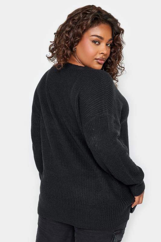 YOURS Plus Size Black Drop Shoulder Knitted Jumper | Yours Clothing 3