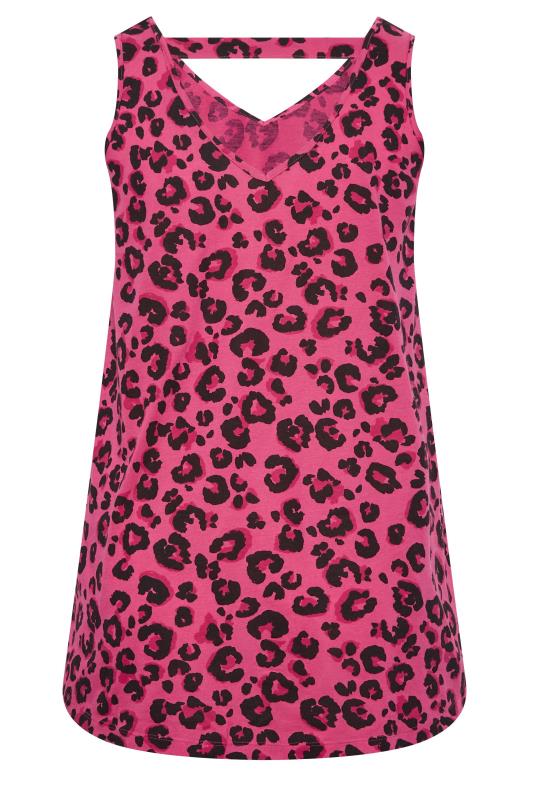 YOURS Plus Size Pink Leopard Print Bar Back Vest Top | Yours Clothing 7
