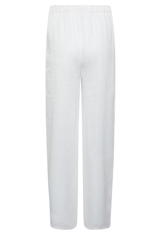 LTS Tall Women's White Cotton Wide Leg Trousers | Long Tall Sally  5