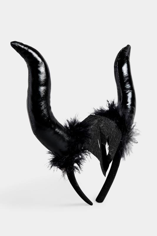 Black Faux Fur Trim Horn Headband 1