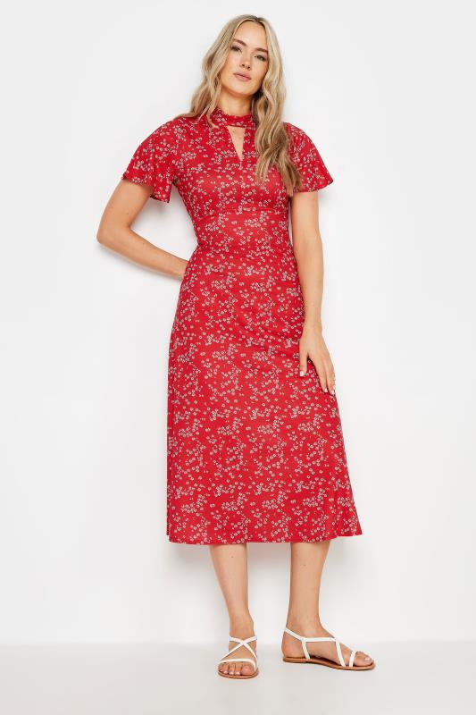 Tall  LTS Tall Red Ditsy Print Keyhole Midi Dress