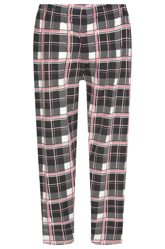 Black & Pink Glitter Check Print Pyjama Bottoms_BK.jpg