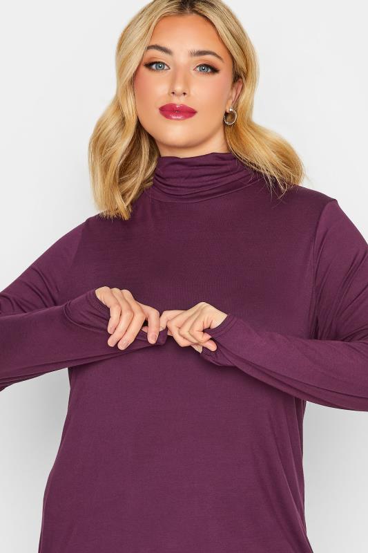 LIMITED COLLECTION Plus Size Berry Purple Turtle Neck Top | Yours Clothing 4