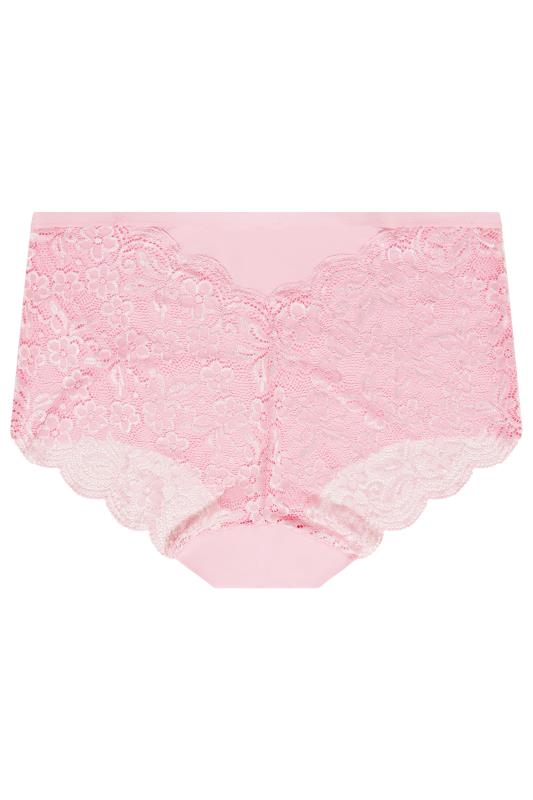 Pink Lace Back Full High Waisted Knickers | Yours Clothing 6