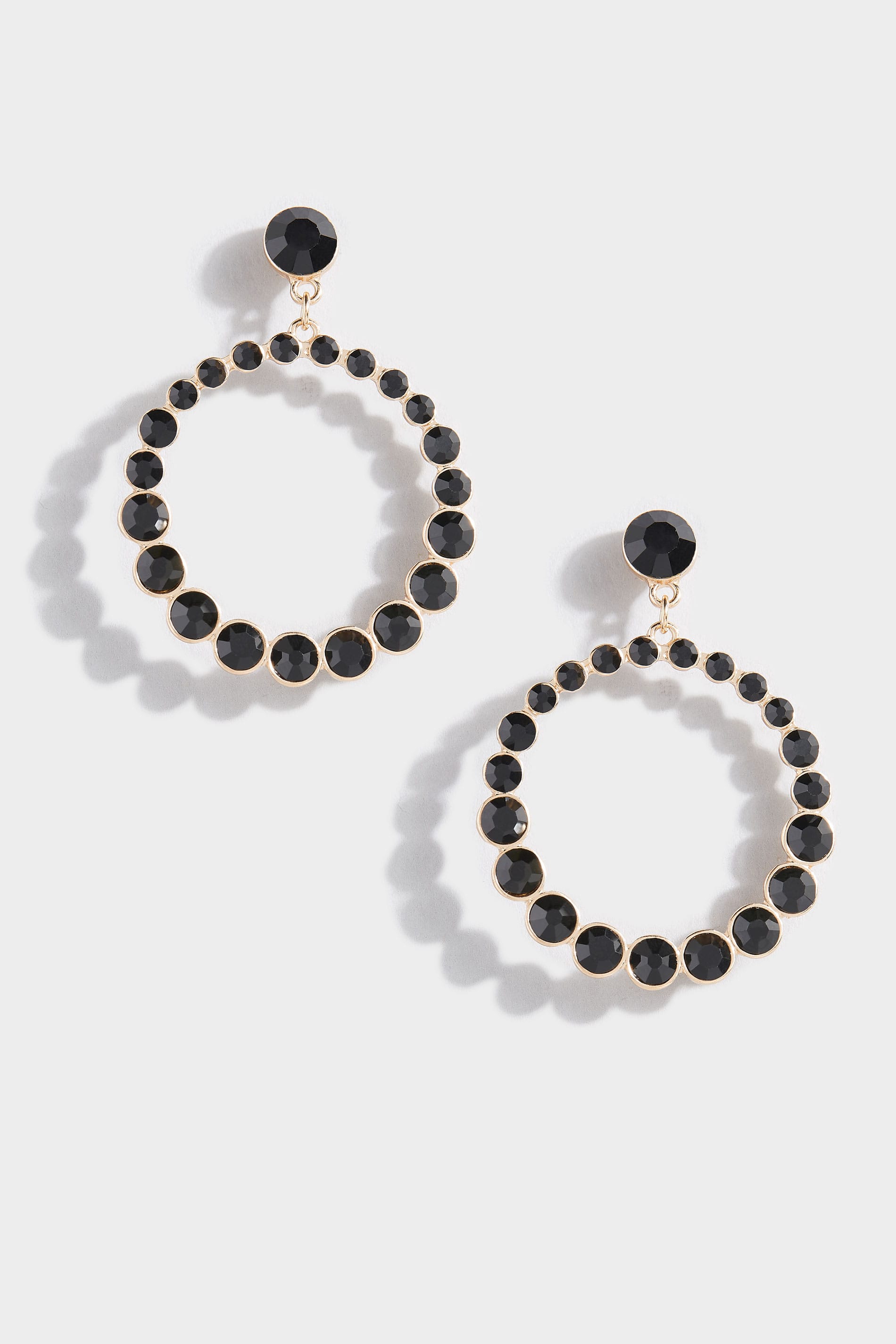 Black Beaded Hoop Earrings | Yours Clothing