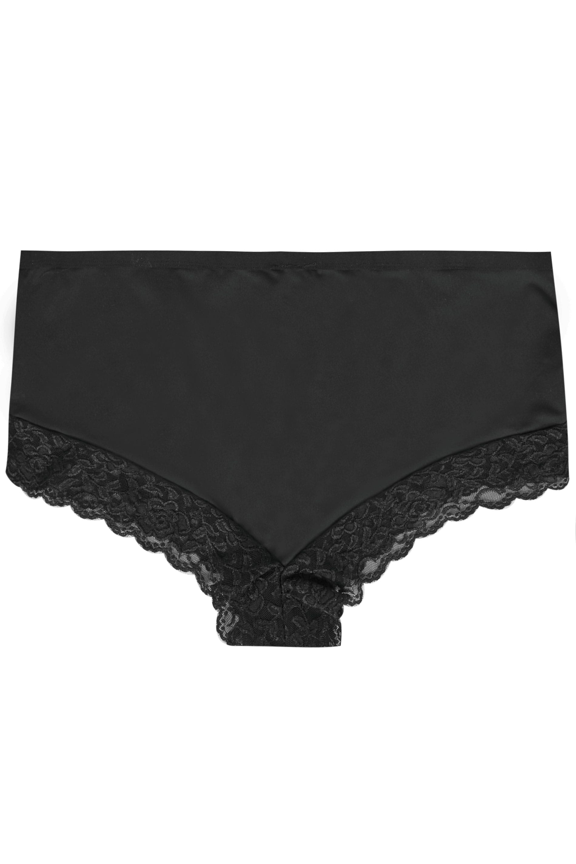 Plus Size Black Lace Trim High Leg Knickers | Yours Clothing 3