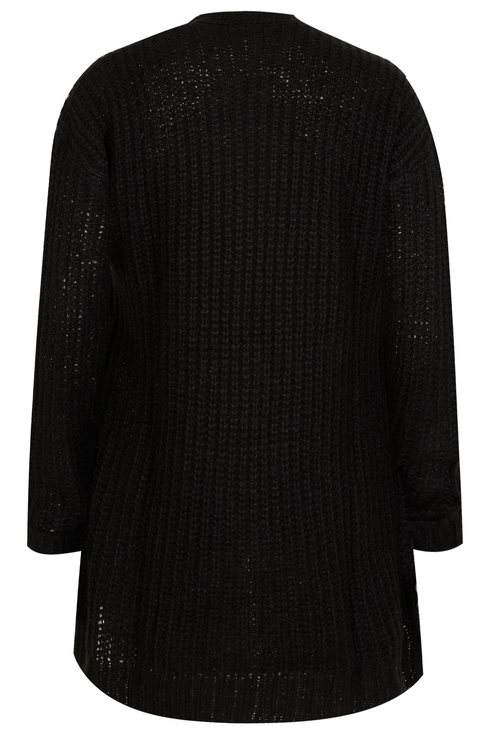 Black Chunky Knit Longline Cardigan, Plus size 16 to 36