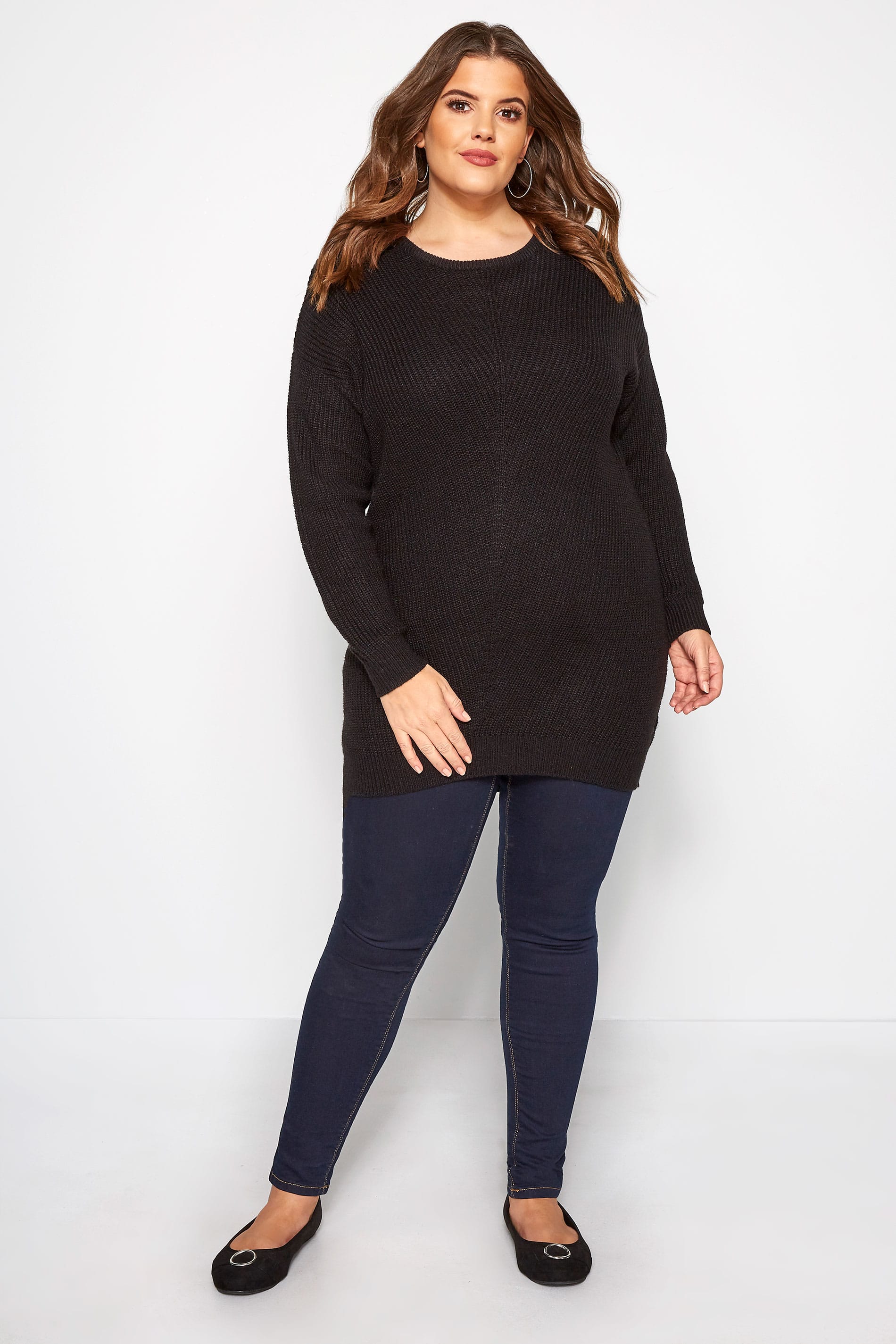 Black Chunky Knitted Jumper | Yours Clothing