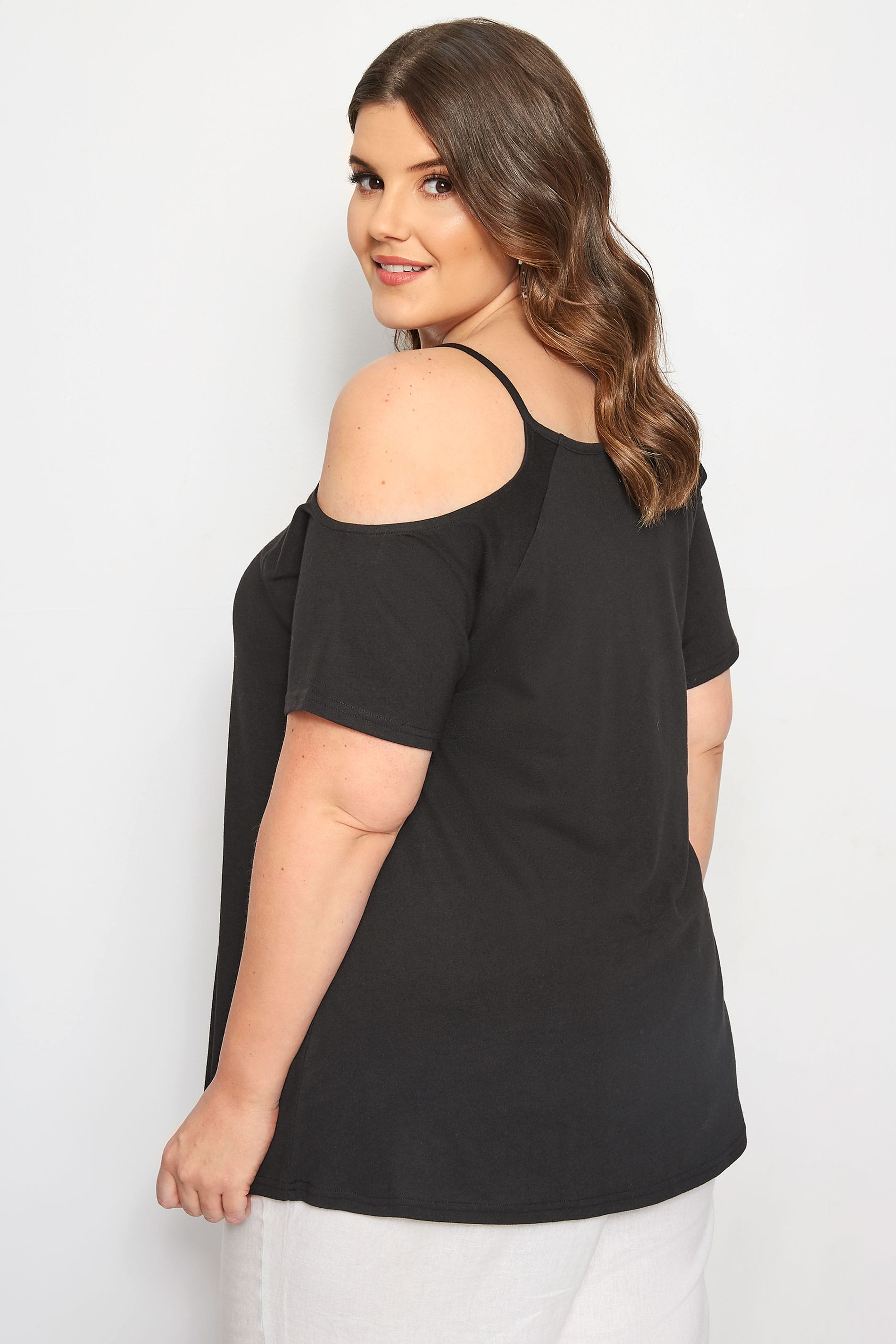 Black Cold Shoulder Top | Plus Sizes 16 to 36 | Yours Clothing