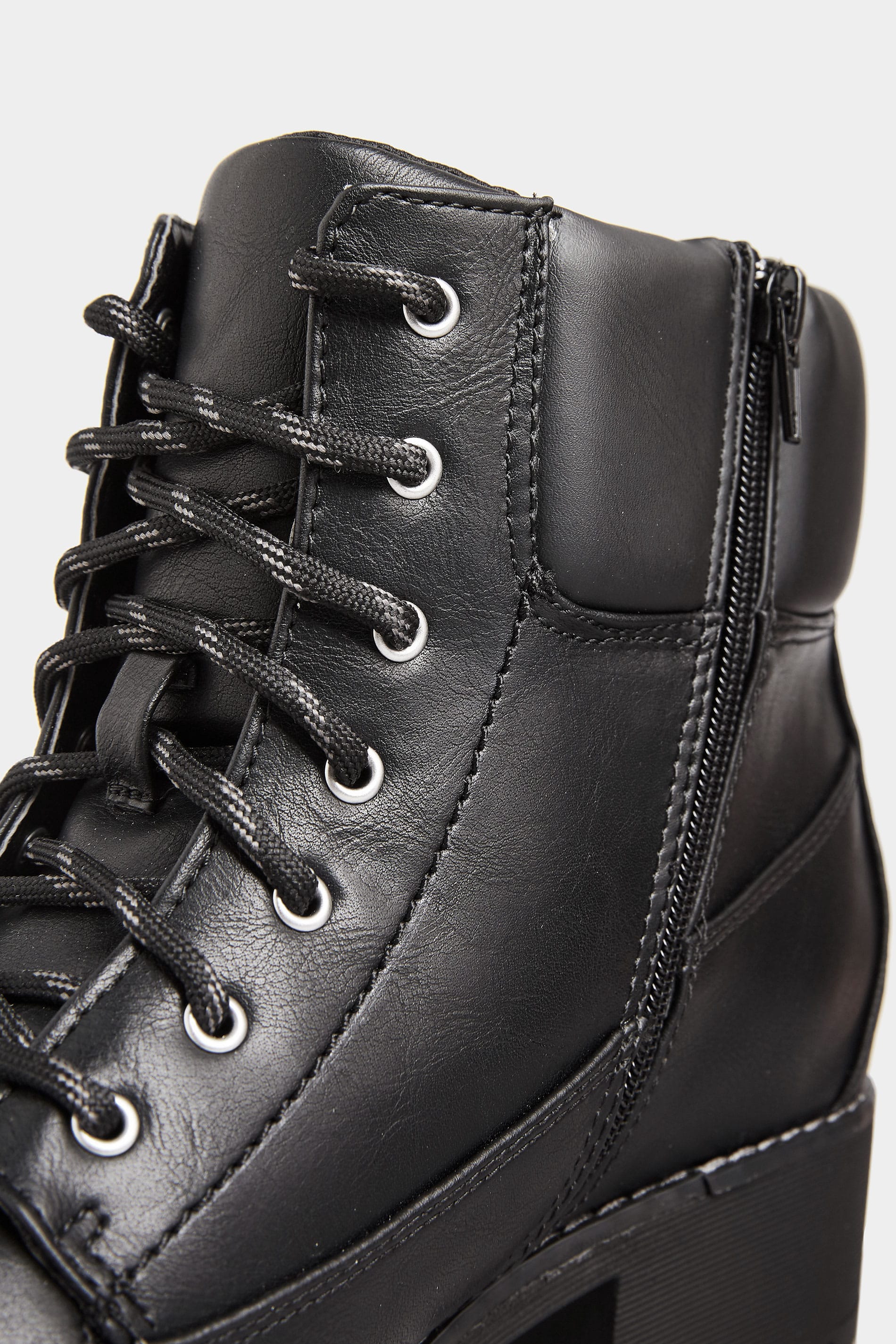 Black Combat Lace Up Ankle Boots In Extra Wide Fit | Yours Clothing