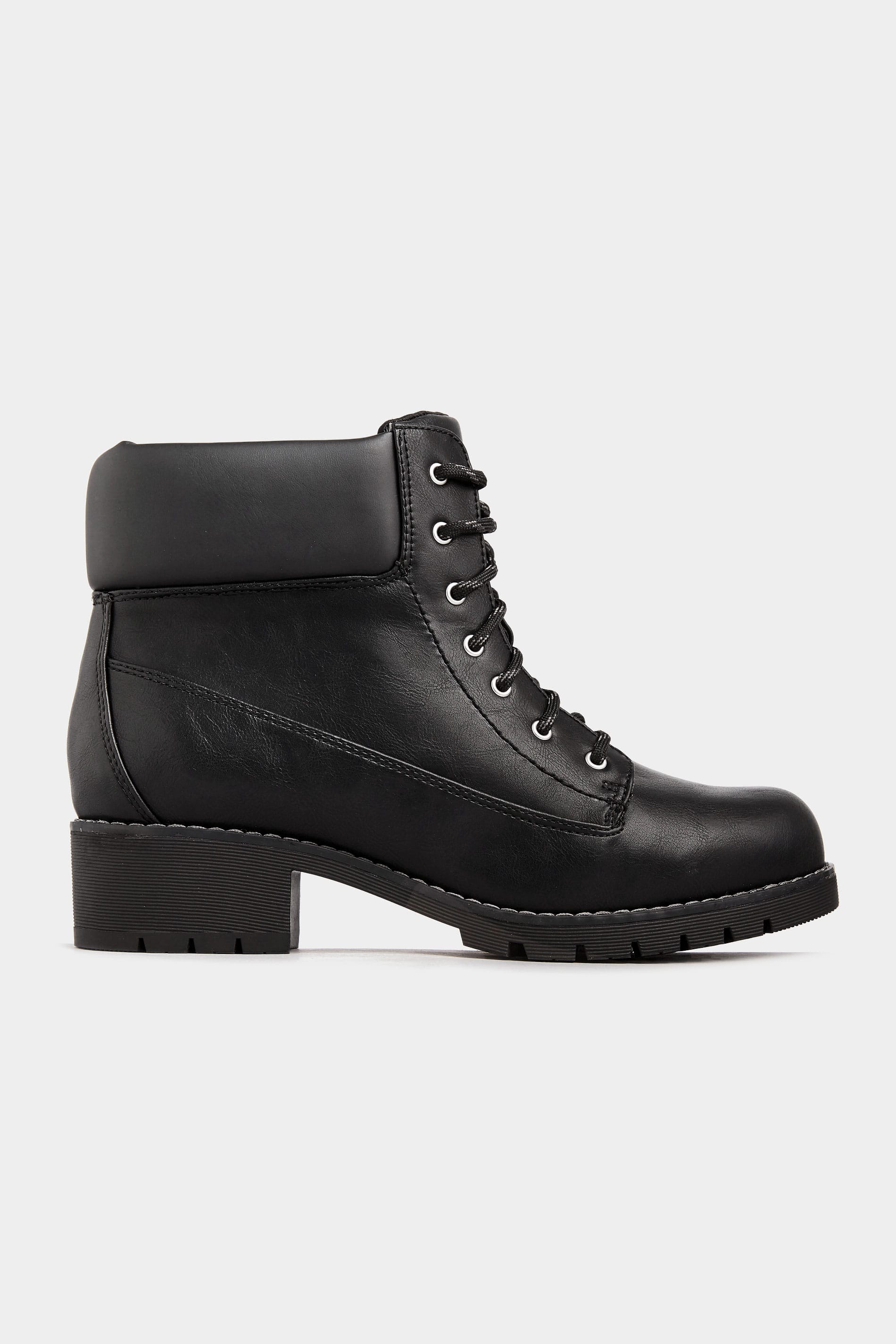 Black Combat Lace Up Ankle Boots In 
