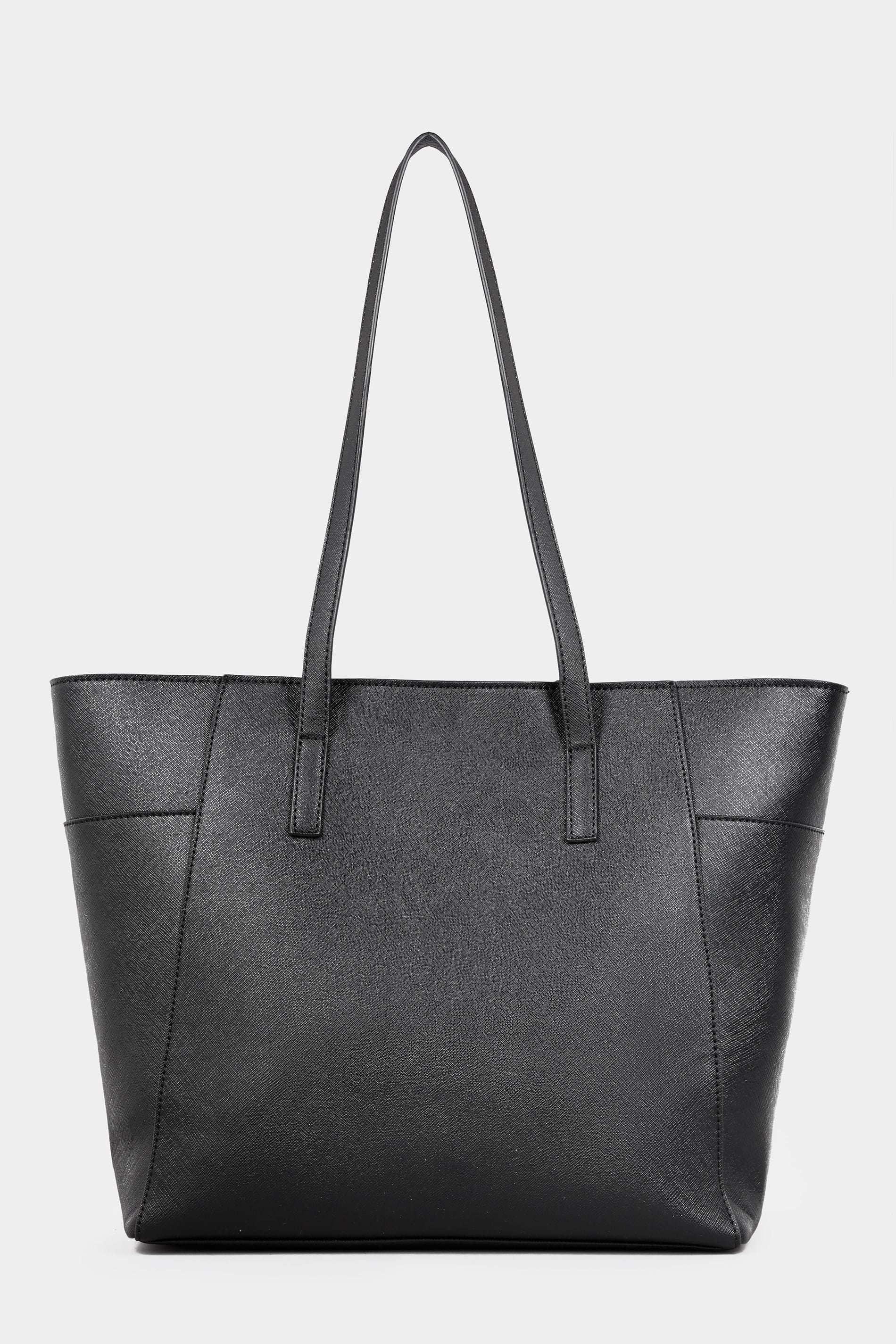 Black Contrast Detail Shopper Bag | Yours Clothing