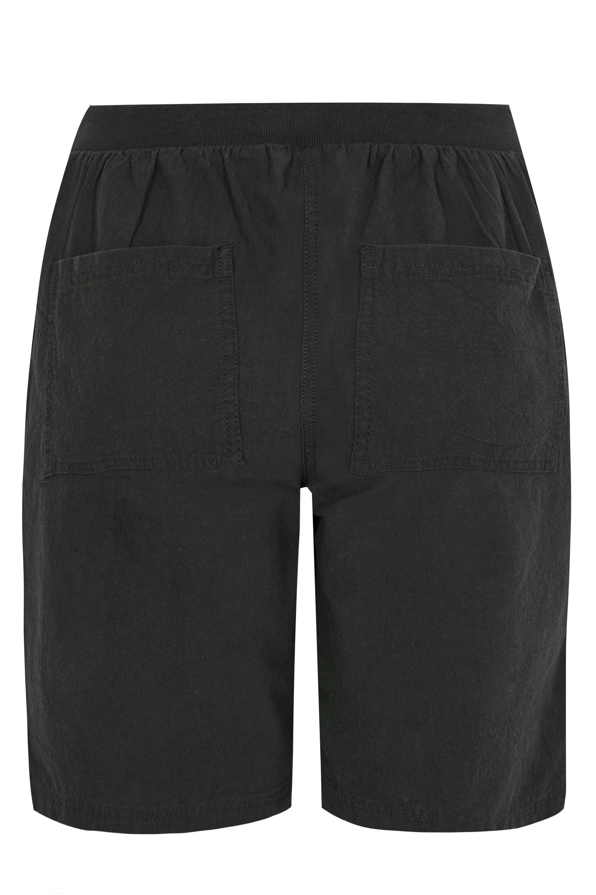 Black Cool Cotton Pull On Shorts | Sizes 16 to 36 | Yours Clothing