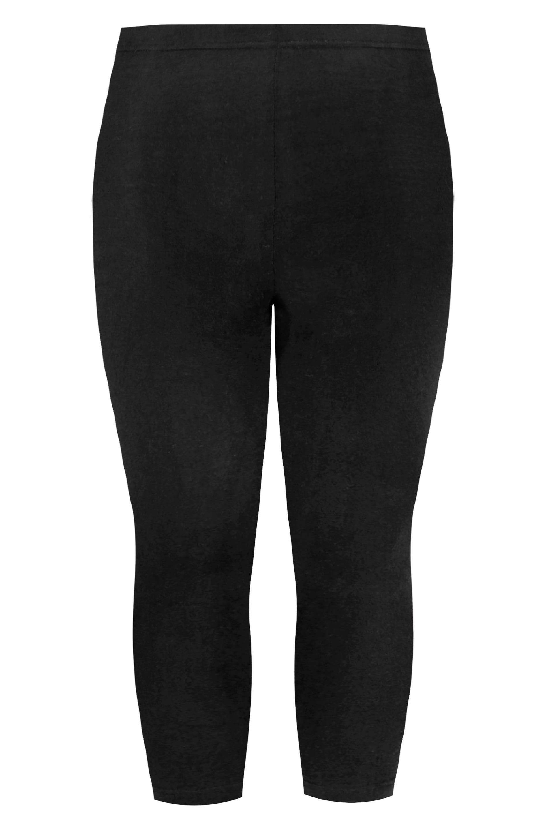 Plus Size Black Cotton Cropped Leggings Yours Clothing