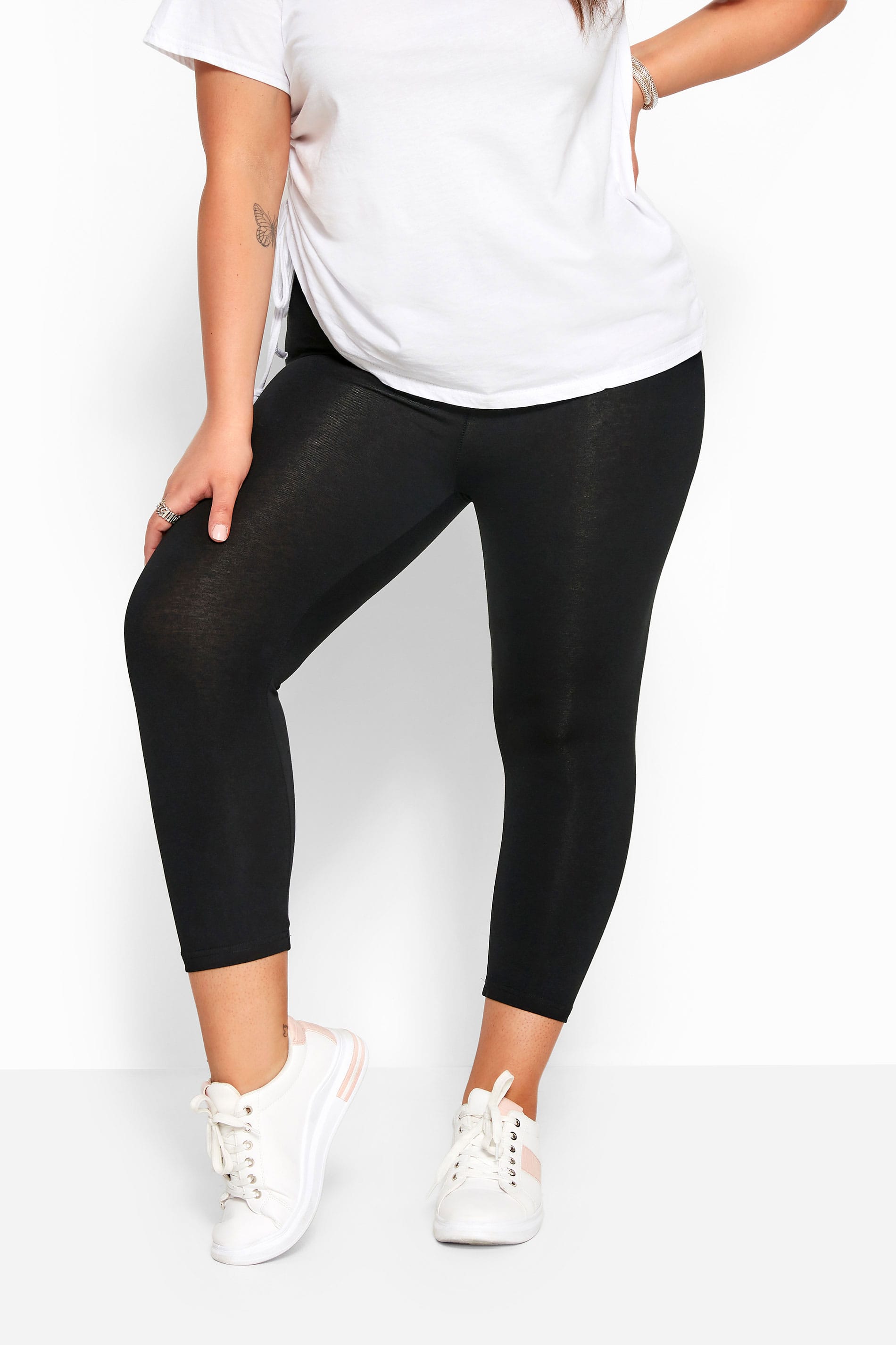 Black Cotton Essential Cropped Leggings Plus Size 16 To 32 Yours Clothing