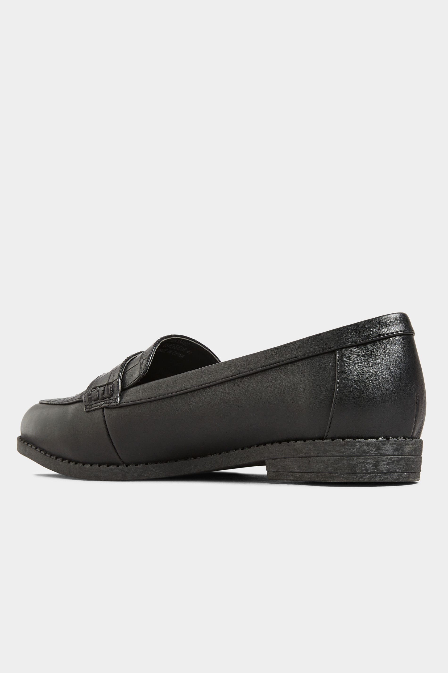 Black Croc Loafers In Extra Wide Fit | Long Tall Sally