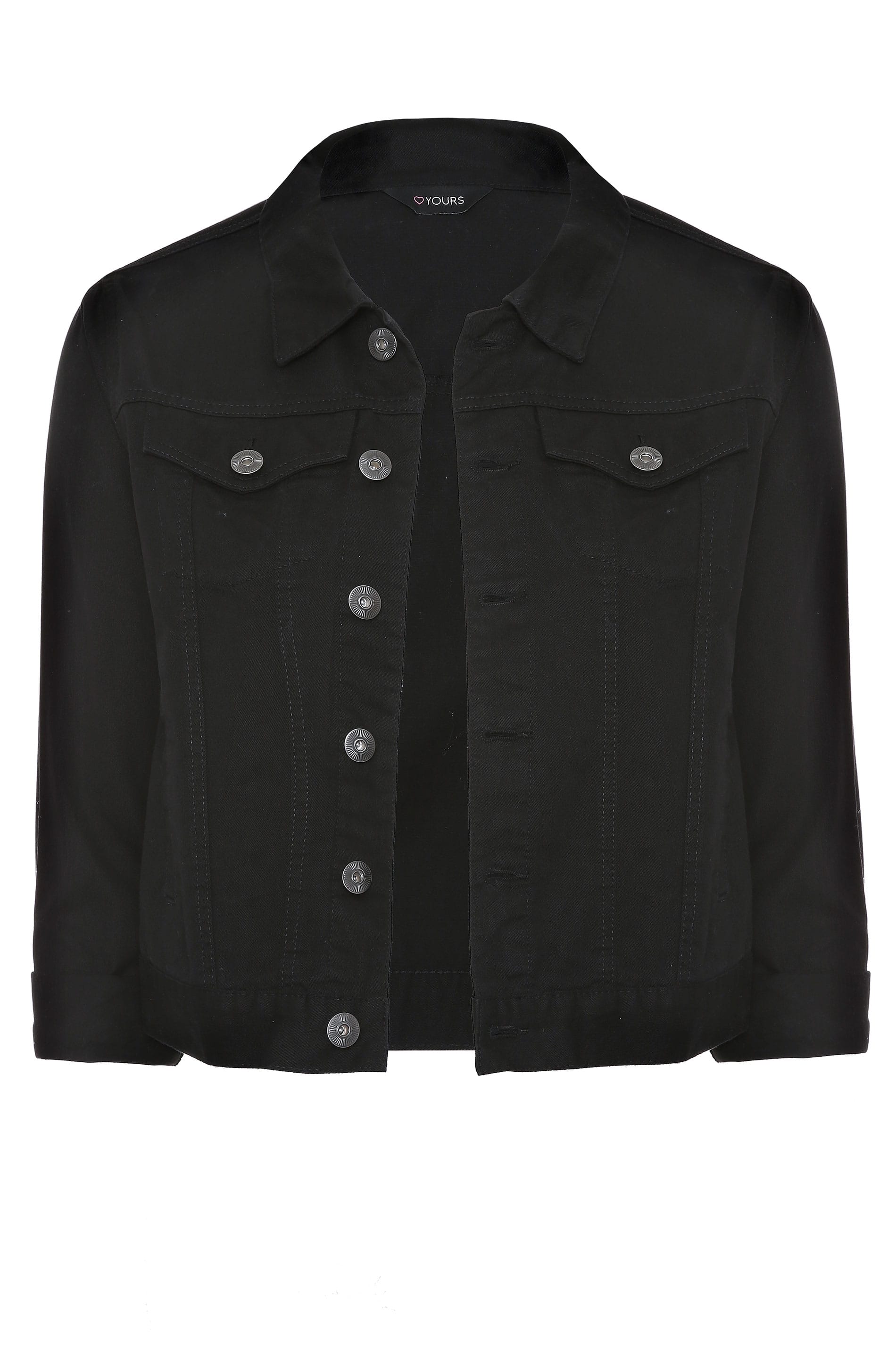 Black Cropped Denim Jacket | Yours Clothing