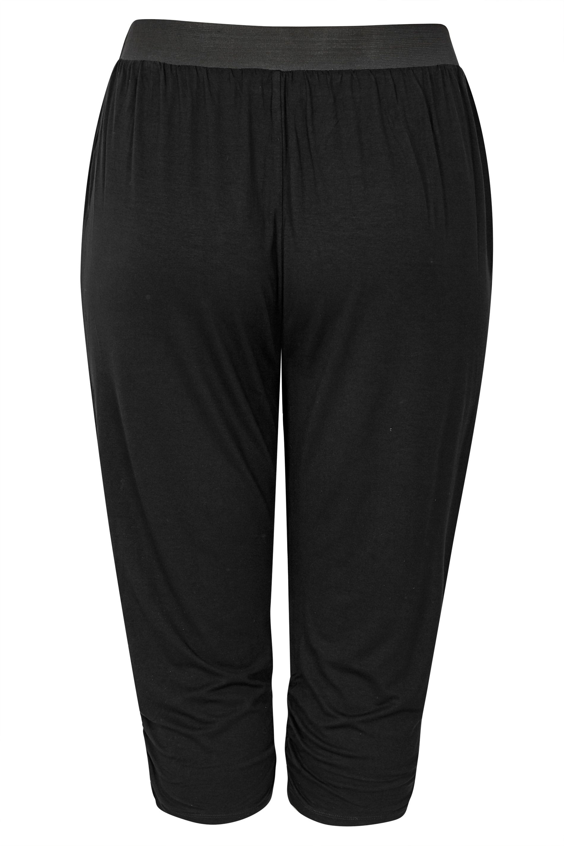 Black Cropped Harem Trousers | Plus Sizes 16 to 36 | Yours Clothing