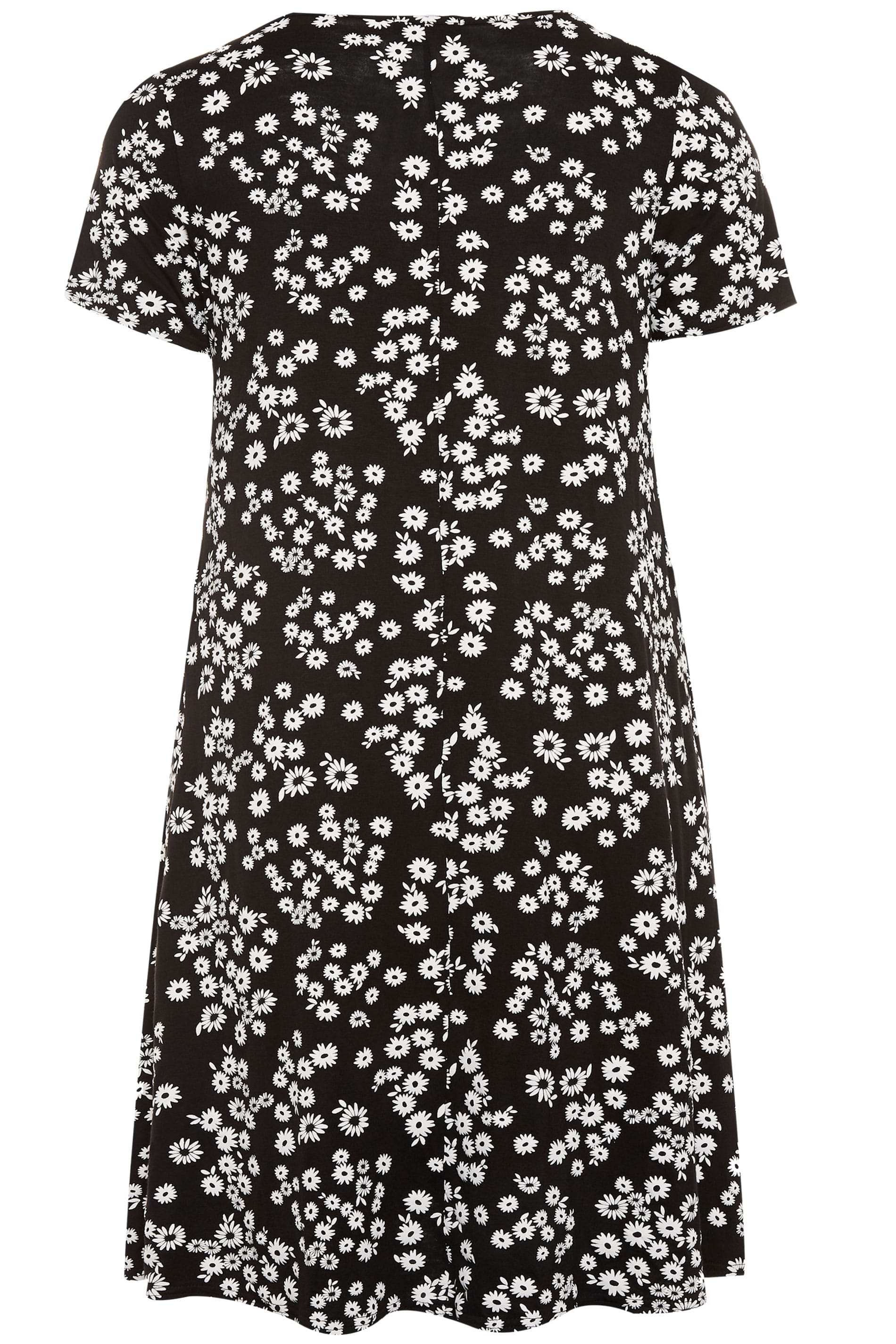 Black Daisy Drape Pocket Dress | Yours Clothing