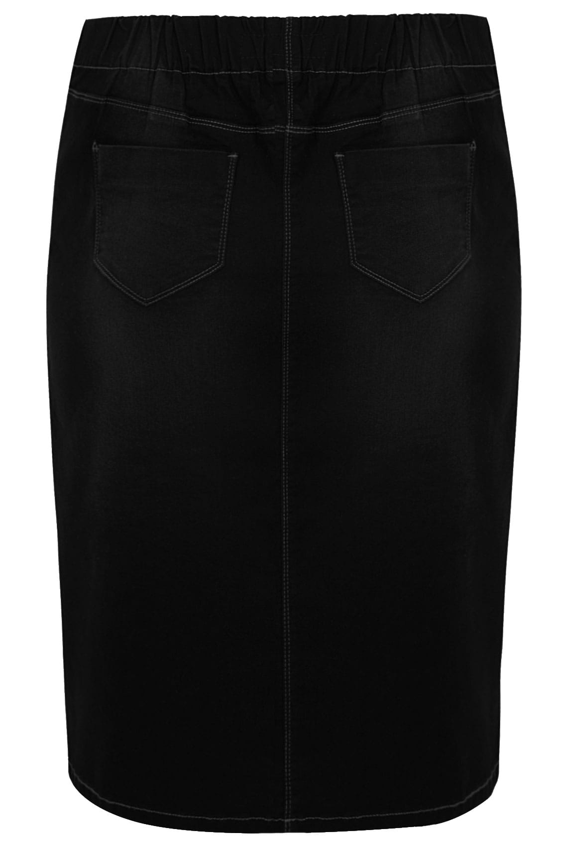 Black Denim Pencil Skirt, Plus size 16 to 36