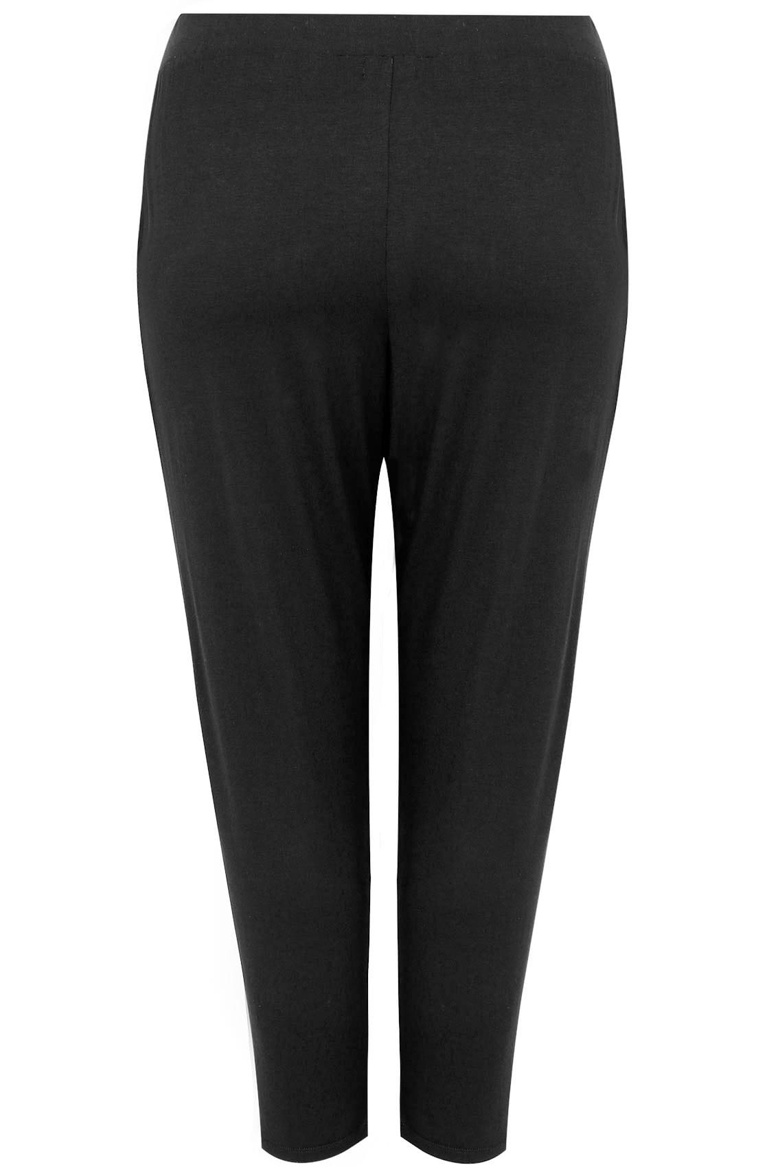 Buy Yours Curve Black Double Pleat Stretch Jersey Joggers from