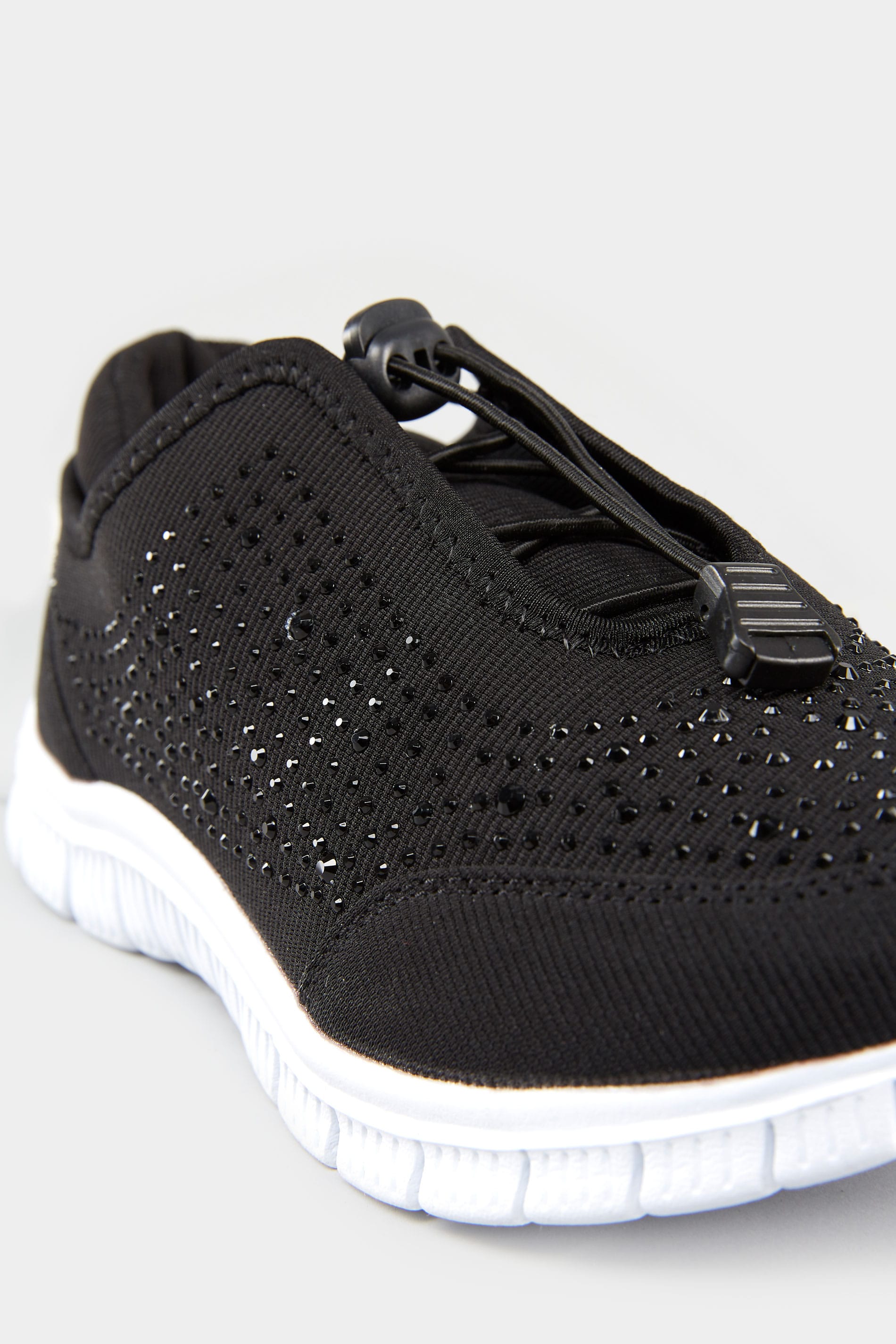 Chaussures Pieds Larges Tennis & Baskets Pieds Larges | Baskets Noires avec Strass Pieds Larges EEE - JW46326