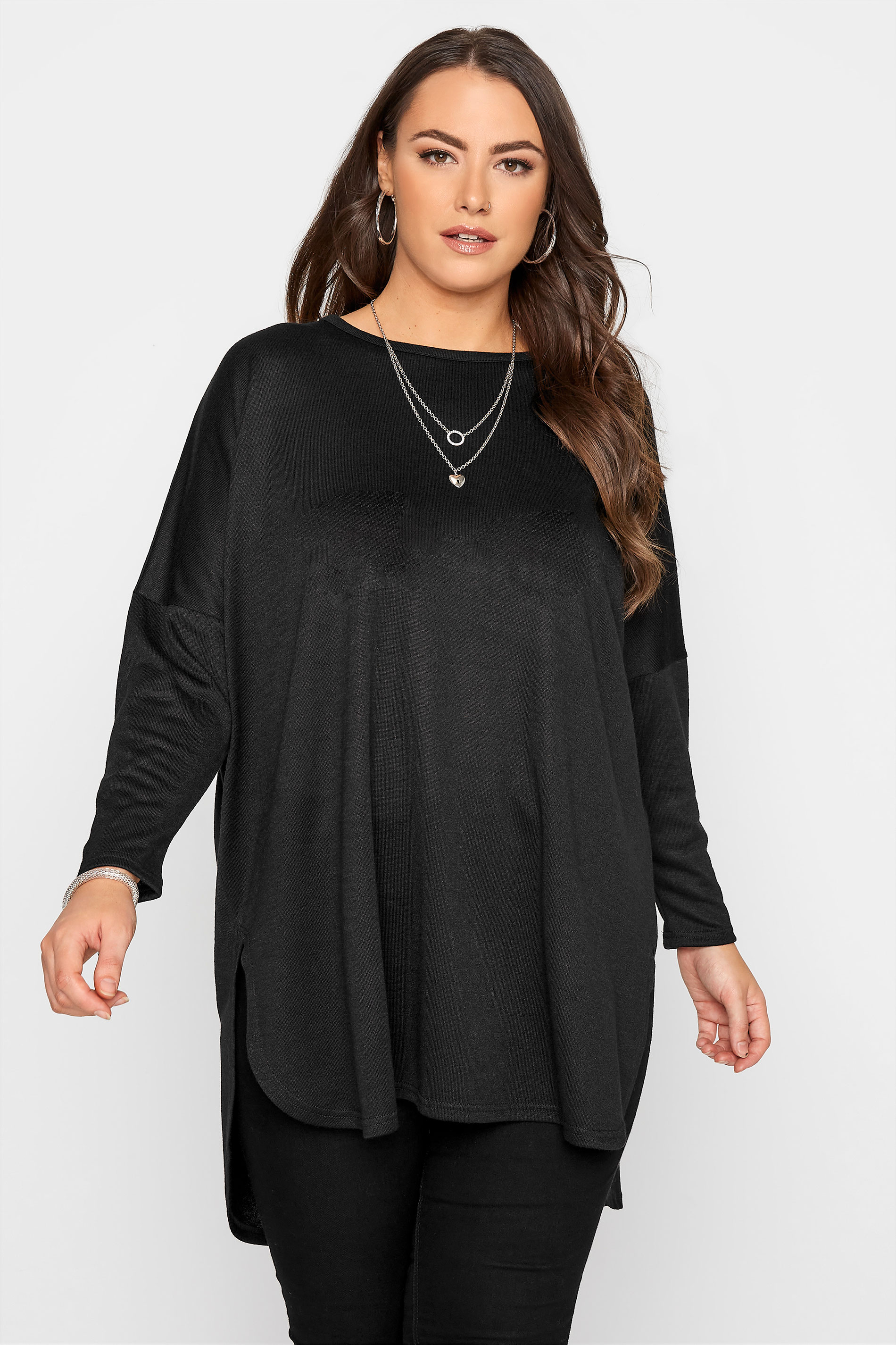 Curve Black Extreme Dip Back Knitted Top 1