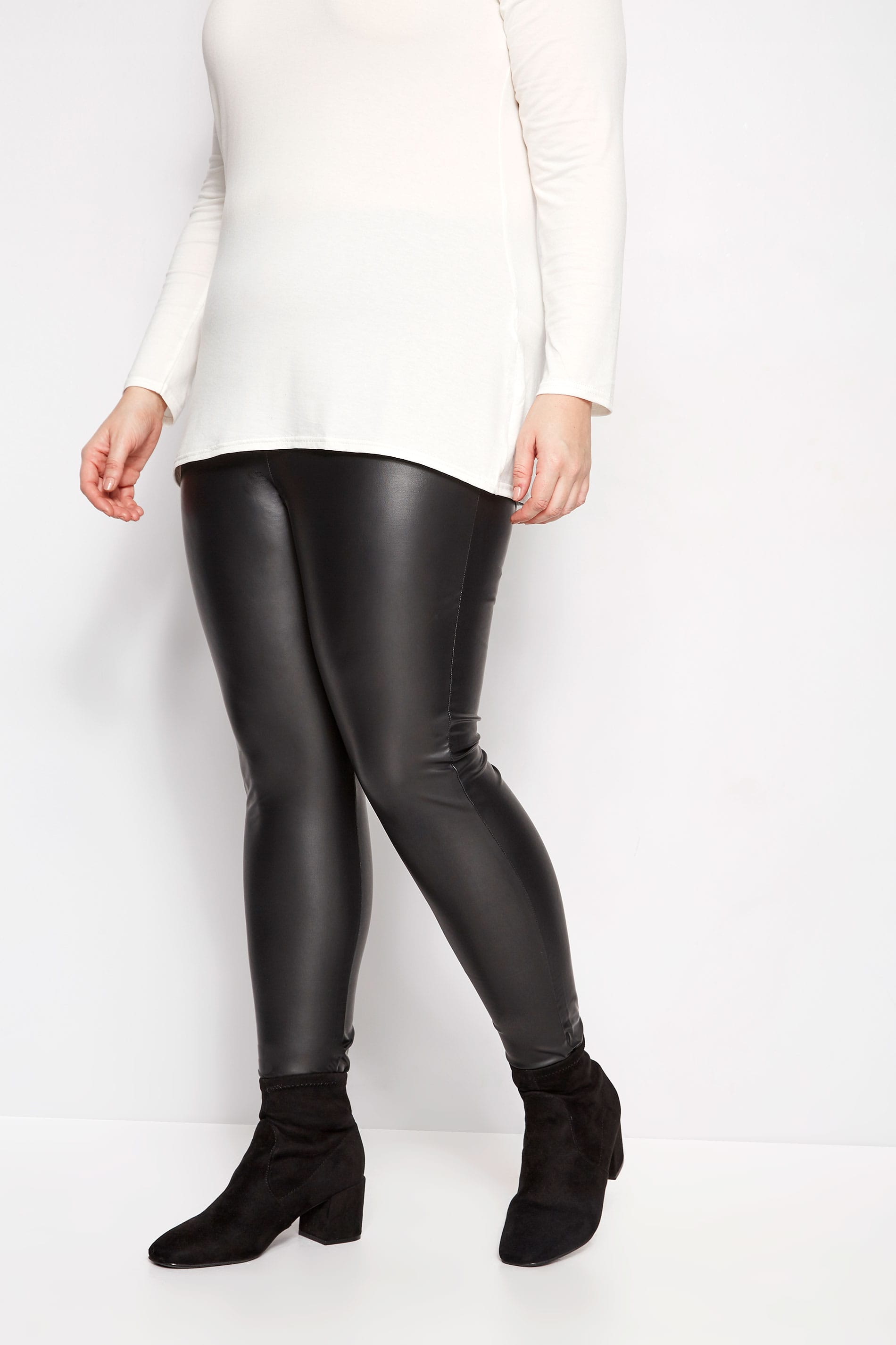 Plus Size Black Faux Leather Leggings Sizes 16 To 36 Yours Clothing